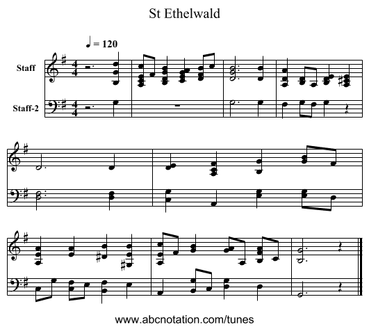 St Ethelwald - staff notation