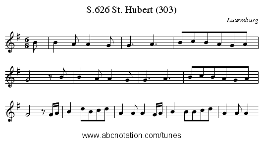 St. Hubert (303), S.626 - staff notation