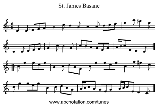 St. James Basane - staff notation