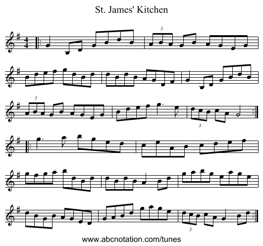 St. James' Kitchen - staff notation