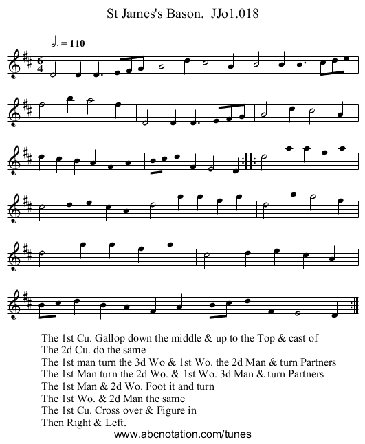 St James's Bason.  JJo1.018 - staff notation
