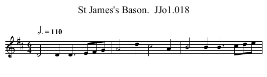 St James's Bason.  JJo1.018 - staff notation