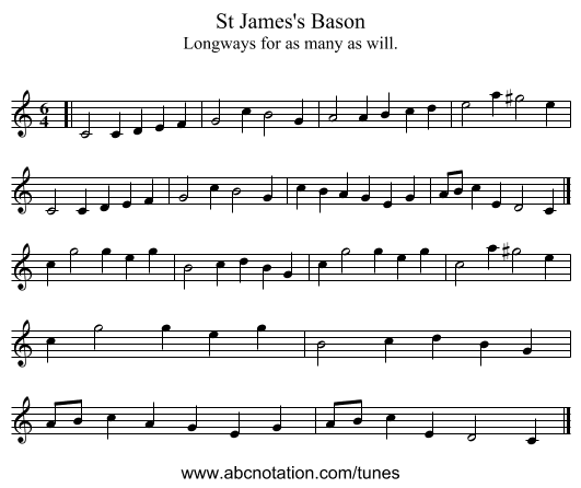St James's Bason - staff notation