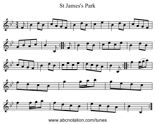 St James's Park - staff notation