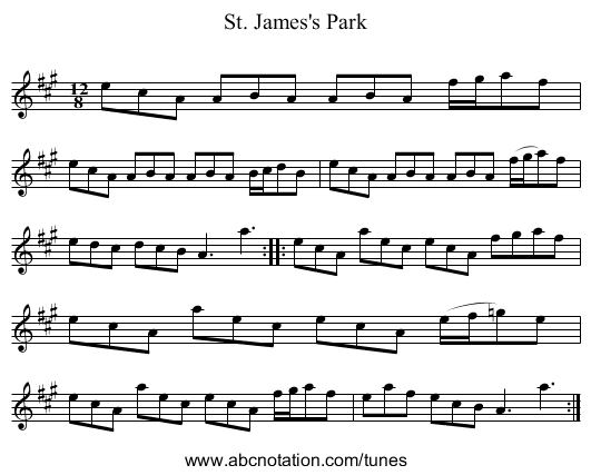 St. James's Park - staff notation