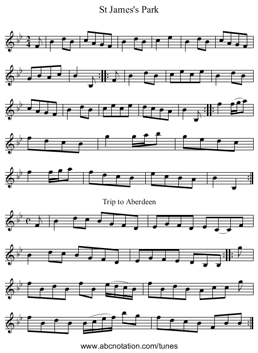 St James's Park - staff notation