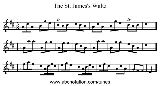 St. James's Waltz, The - staff notation