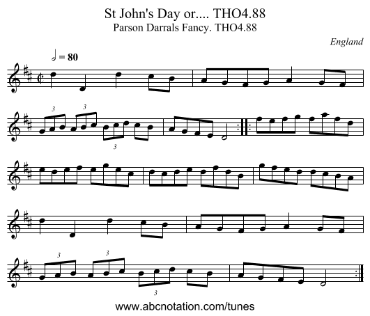 St John's Day or.... THO4.88 - staff notation