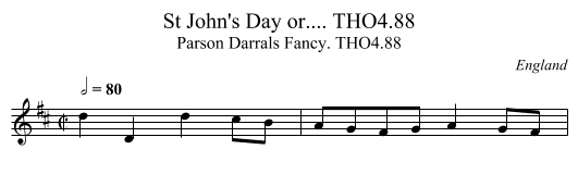 St John's Day or.... THO4.88 - staff notation