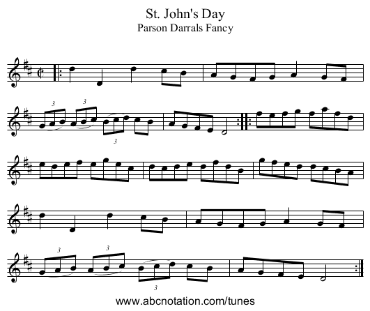 St. John's Day - staff notation
