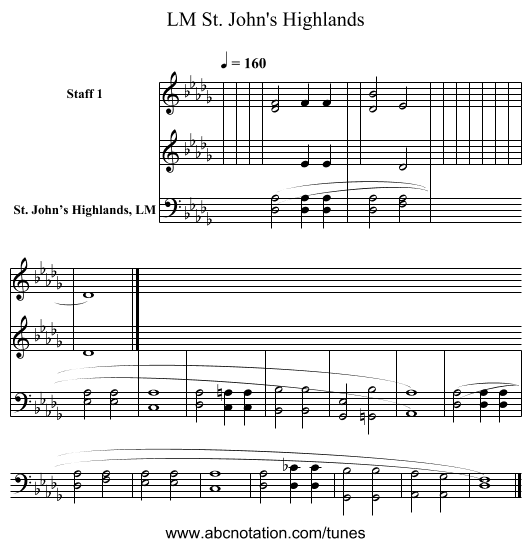 St. John's Highlands, LM - staff notation