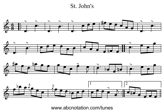 St. John's - staff notation