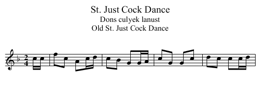 St. Just Cock Dance - staff notation