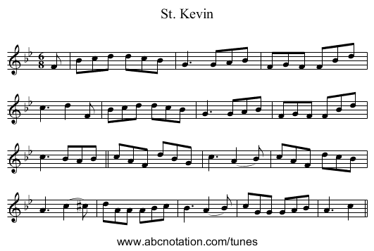 St. Kevin - staff notation