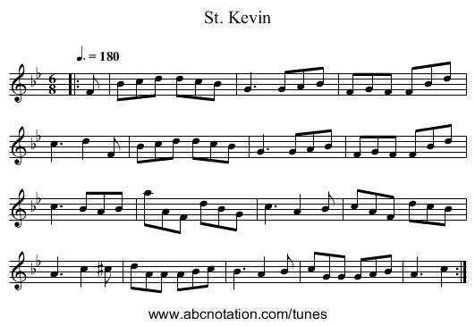 St. Kevin - staff notation