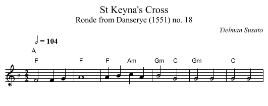 St Keyna's Cross - staff notation