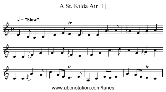 St. Kilda Air [1], A - staff notation