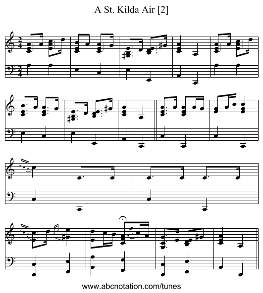 St. Kilda Air [2], A - staff notation