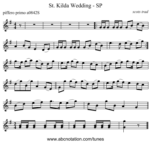 St. Kilda Wedding - SP - staff notation
