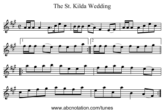 St. Kilda Wedding, The - staff notation