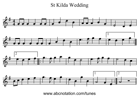 St Kilda Wedding - staff notation