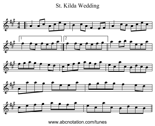 St. Kilda Wedding - staff notation