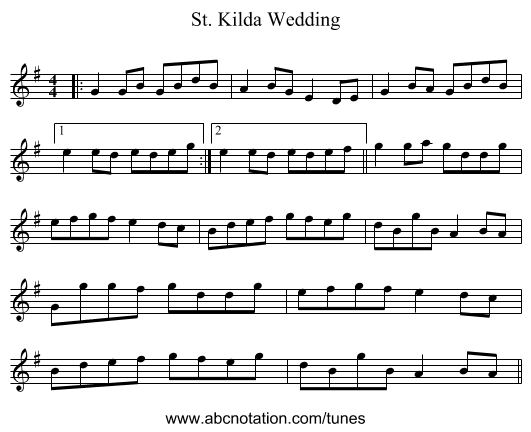 St. Kilda Wedding - staff notation