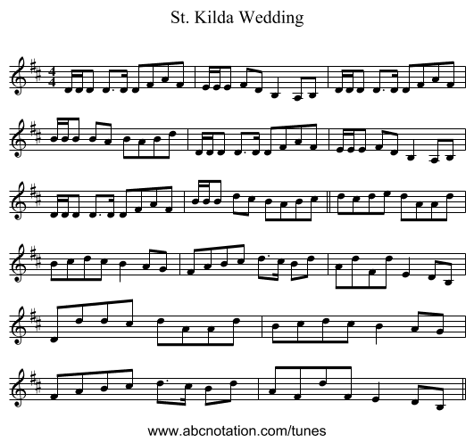 St. Kilda Wedding - staff notation