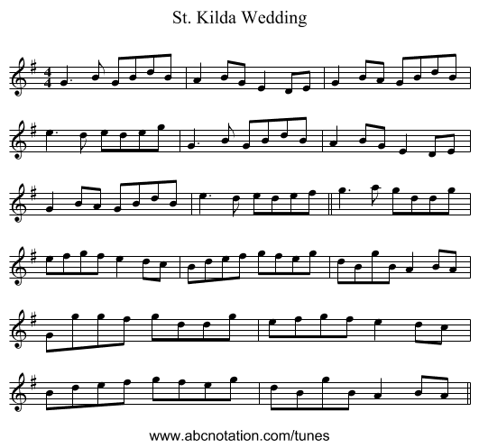 St. Kilda Wedding - staff notation
