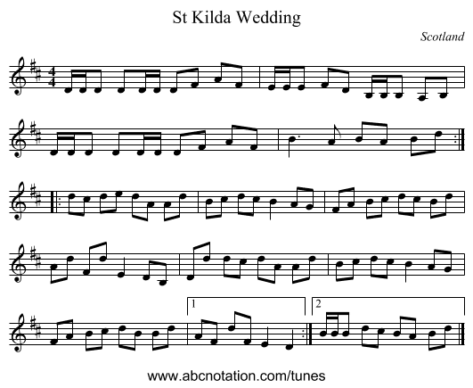 St Kilda Wedding - staff notation