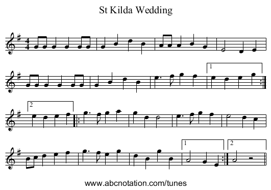 St Kilda Wedding - staff notation