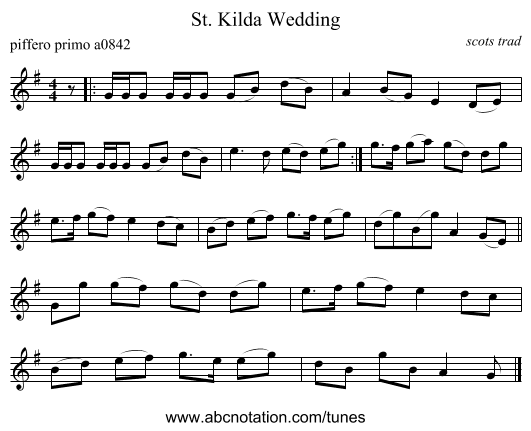 St. Kilda Wedding - staff notation