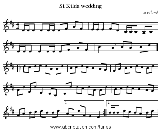 St Kilda wedding - staff notation
