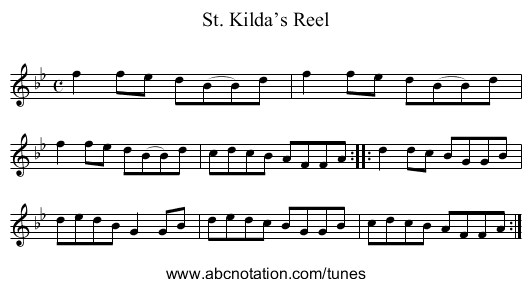 St. Kilda’s Reel - staff notation