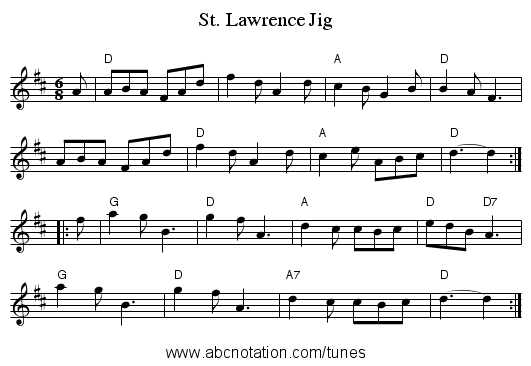 St. Lawrence Jig - staff notation