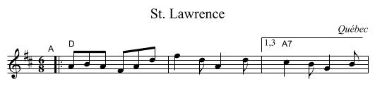 St. Lawrence - staff notation