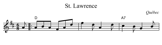 St. Lawrence - staff notation
