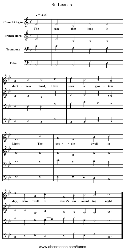 St. Leonard - staff notation