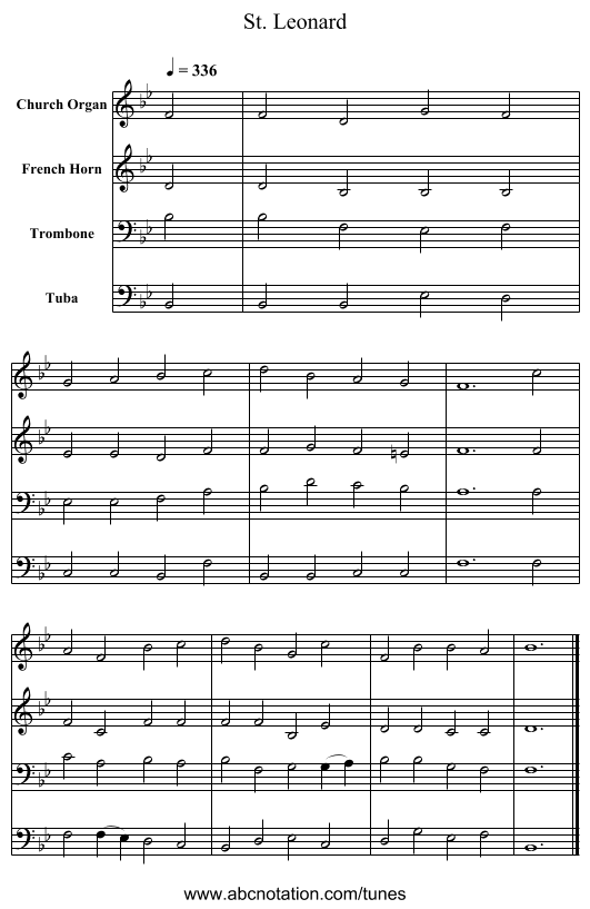 St. Leonard - staff notation