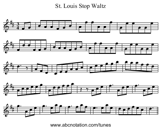 St. Louis Stop Waltz - staff notation