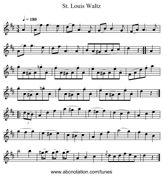 St. Louis Waltz - staff notation