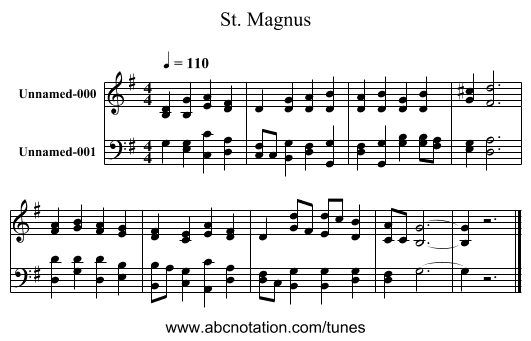 St. Magnus - staff notation