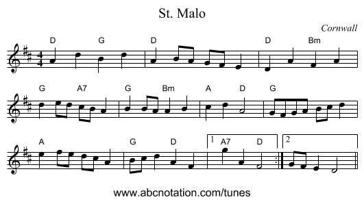 St. Malo - staff notation