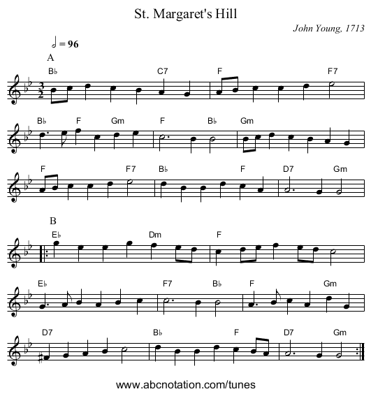 St. Margaret's Hill - staff notation