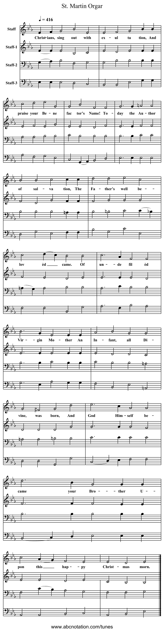 St. Martin Orgar - staff notation