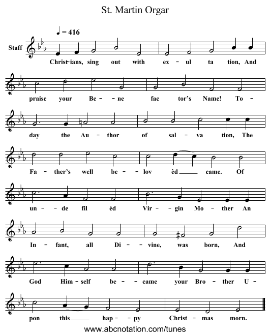 St. Martin Orgar - staff notation