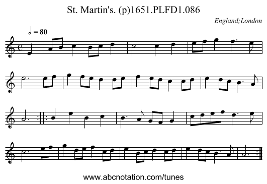 St. Martin's. (p)1651.PLFD1.086 - staff notation