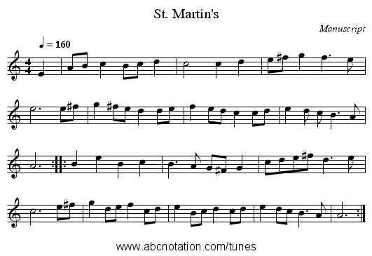 St. Martin's - staff notation
