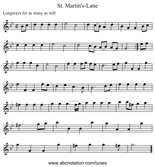 St. Martin's-Lane - staff notation