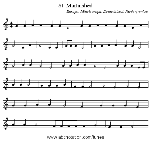 St. Martinslied - staff notation